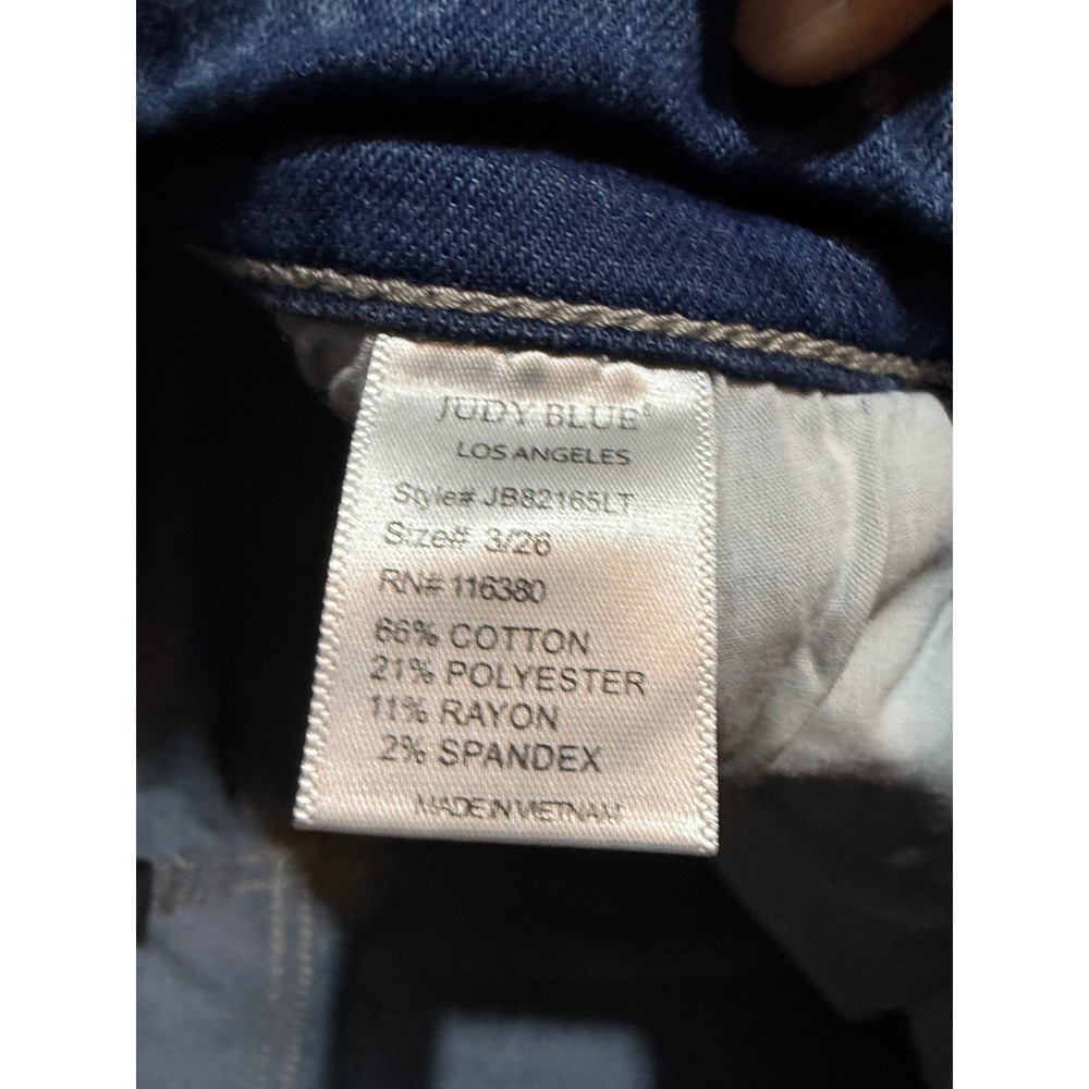 JUDY BLUE LOS ANGELES Womens Straight Fit Jeans Distressed Frayed Hem Size 3 26 - Picture 6 of 7